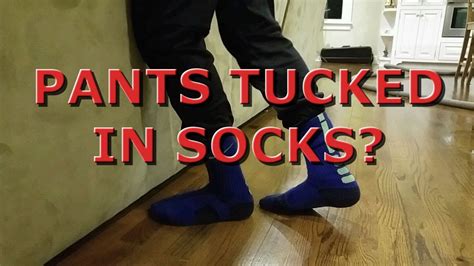 socks over sweatpants|tucking pants into socks.